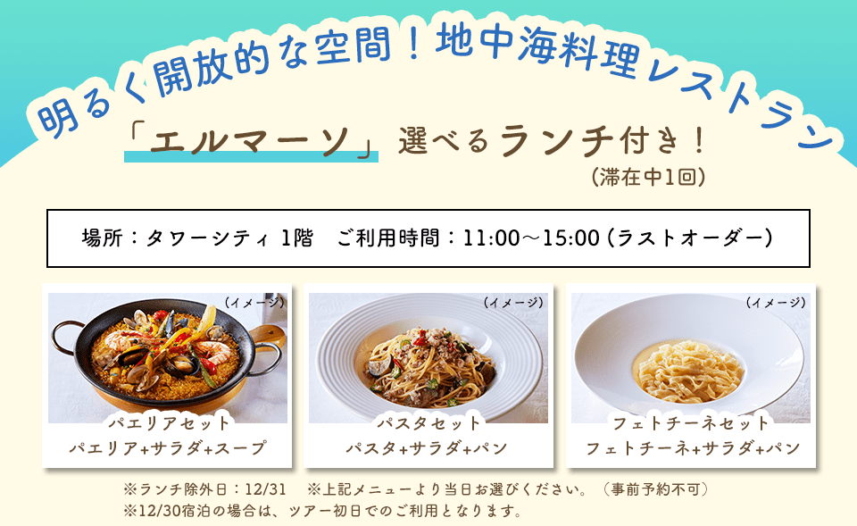 His ホテル宿泊プラン 2日分のパスポート 地中海料理 エルマーソ 選べるランチ1回付 ファミリーやグループにおすすめ ハウステンボス ホテルアムステルダム宿泊プラン 九州発