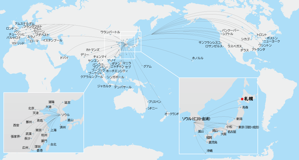 大韓航空のネットワーク（イメージ）