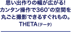 思い出作りの幅が広がる!カンタン操作で360°の空間を丸ごと撮影できるすぐれもの。THETA（テータ）