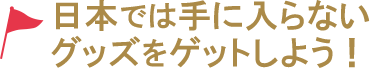 日本では手に入らないグッズをゲットしよう！