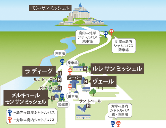 モン・サン・ミッシェル 対岸地図