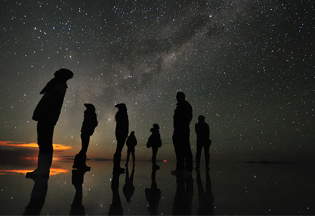 ウユニ塩湖で星空観賞