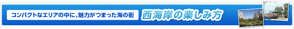 コンパクトなエリアの中に、魅力がつまった海の街　西海岸の楽しみ方